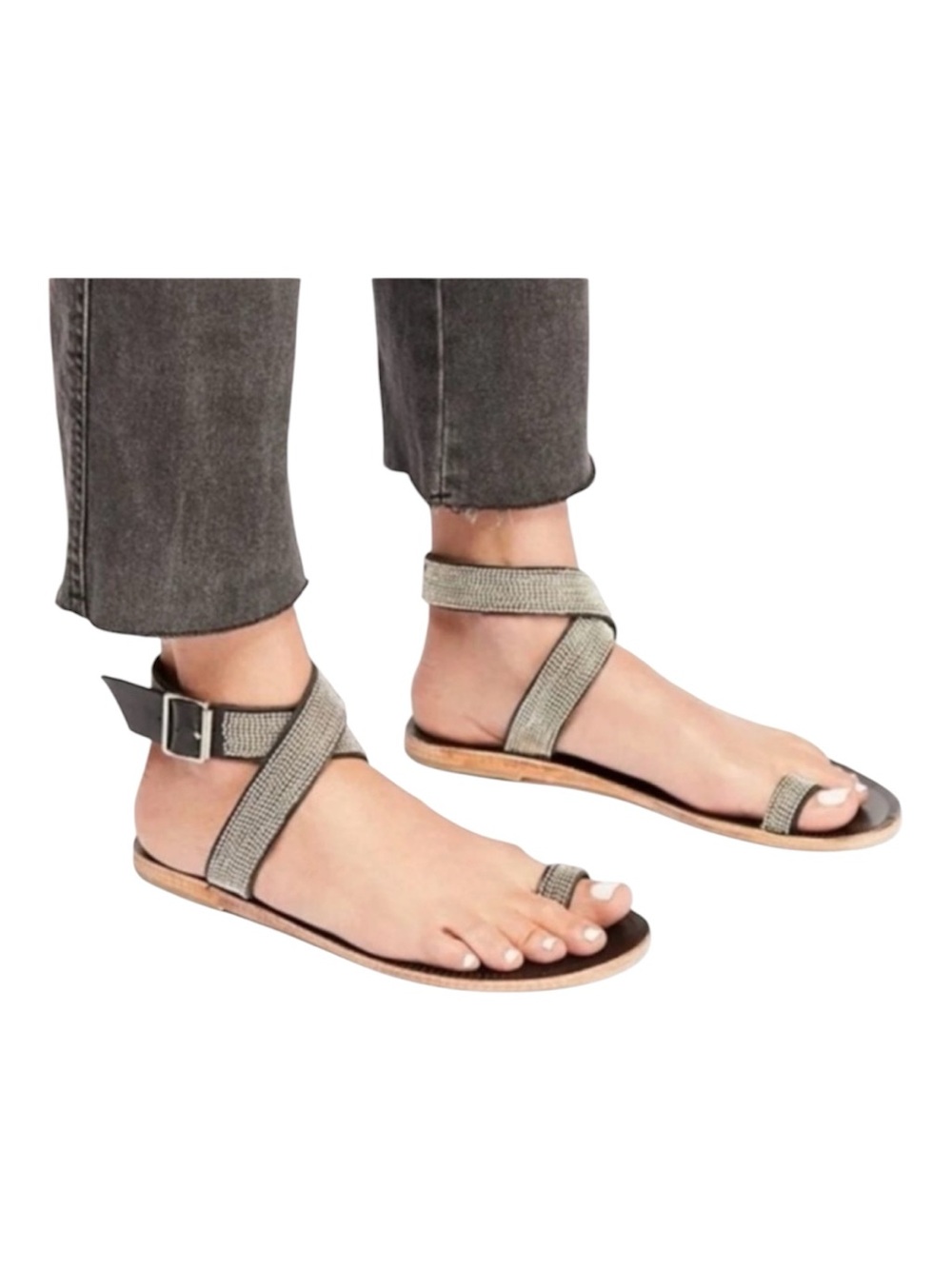 Free People Sunset Cruise Sandals Black Size 38